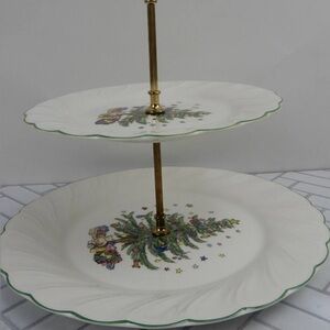 Vintage Nikko Happy Holidays Two Tier Tray
